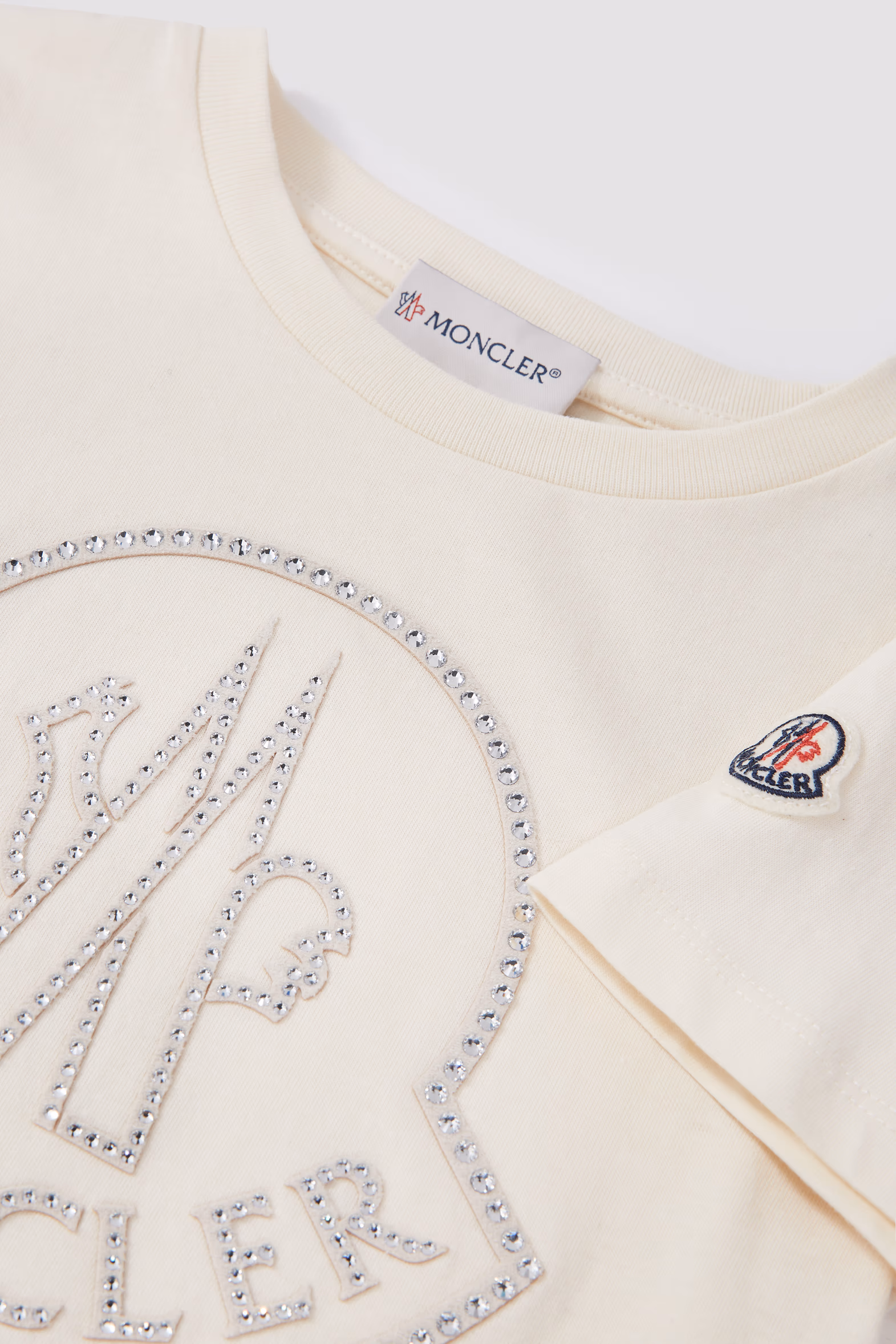 Camiseta de jersey con logotipo de cristales Niña Blanco Moncler 5